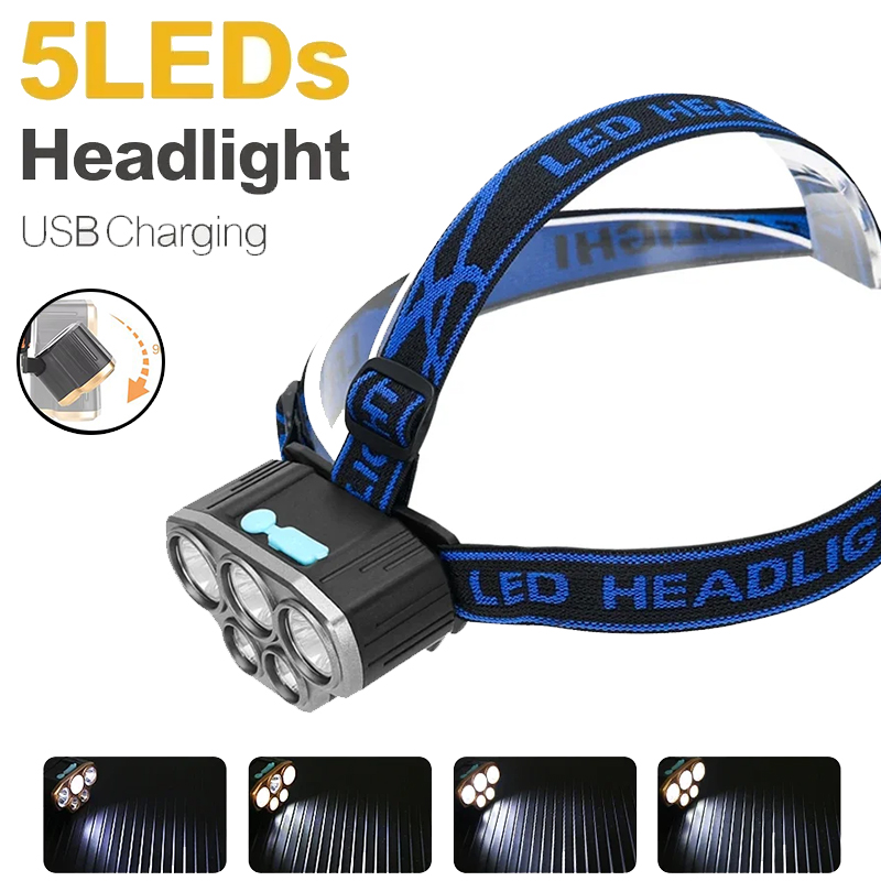 Outdoor Power Head - 충전식 5 LED 헤드라이트 매우 밝은