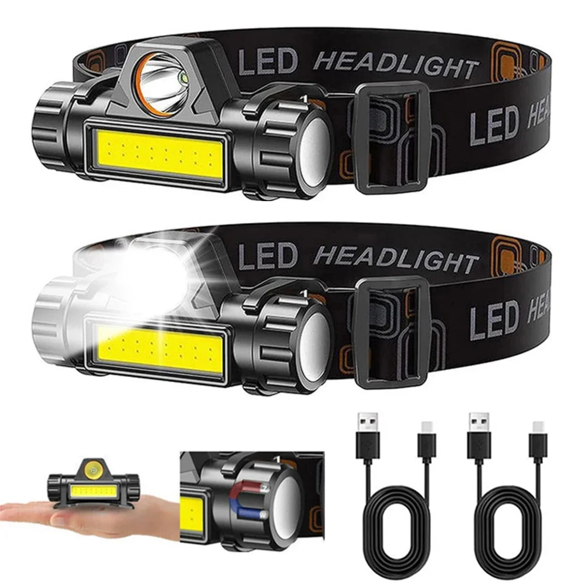 Outdoor Power Head - 1-3PCS 충전식 COB LED 전조등 강력한