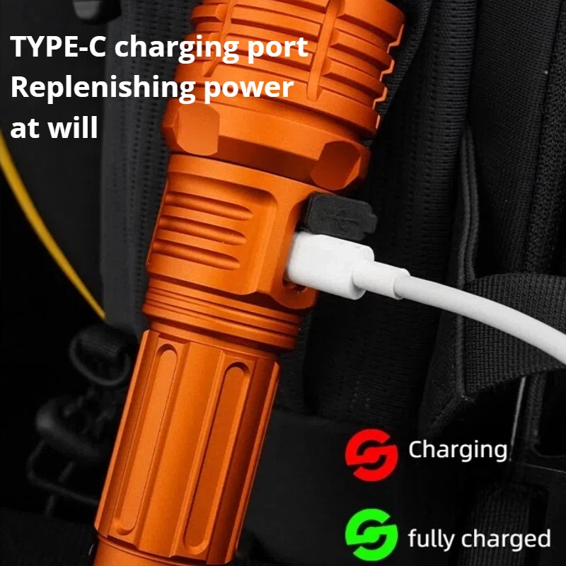강력한 조명 LED 손전등 줌 가능 TYPE-C 충전식 - Outdoor Power Inc 리뷰 및 가격