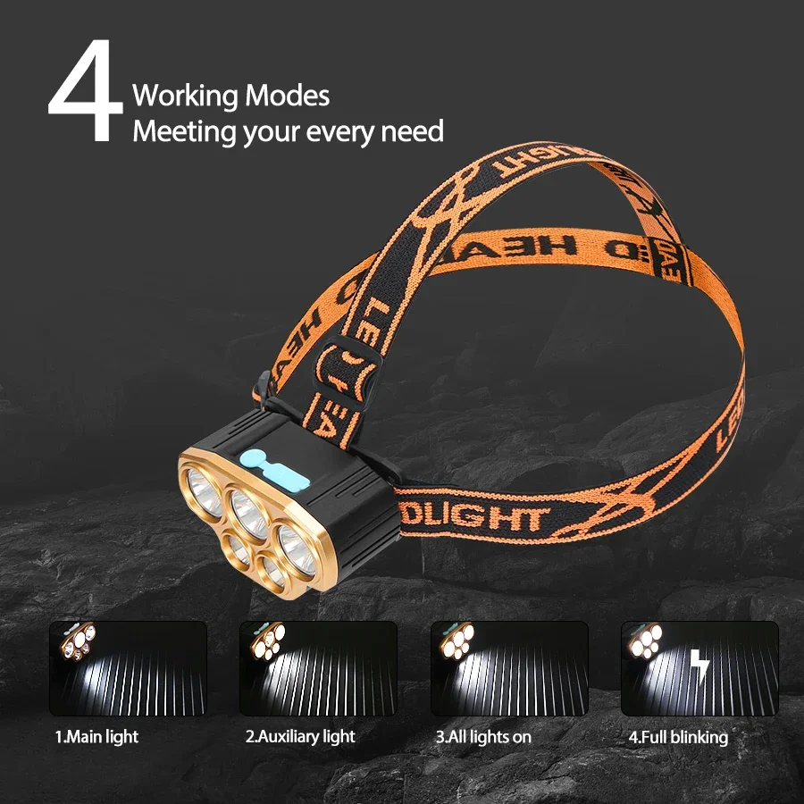 충전식 5 LED 헤드라이트 매우 밝은 강력한 방수 헤 - Outdoor Power Head 리뷰 및 가격