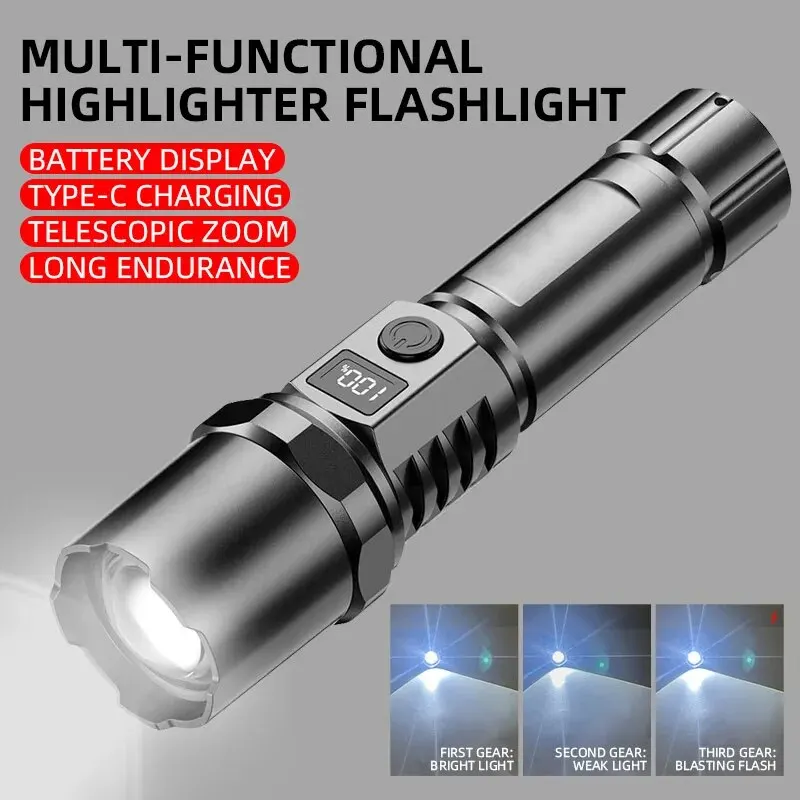 강력한 LED 휴대용 손전등 휴대용 충전식 텔레스코픽  - Outdoor Power For Lights 리뷰 및 가격