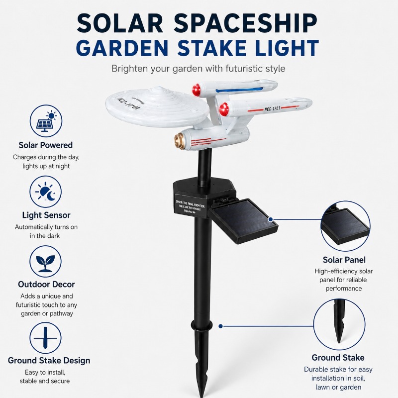스타 트렉 USS 엔터프라이즈 솔라 가든 스테이크 라이 - Outdoor Power Outlet Solar 리뷰 및 가격